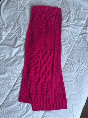 Michael Kors Hot Pink Cable Knit Scarf